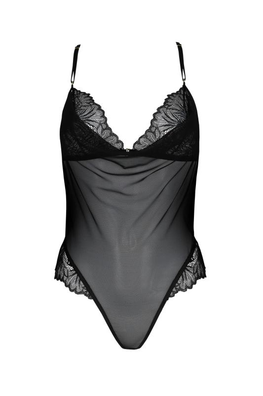 SO8416 Сетчатое боди с кружевным лифом Passion DELIENA BODY S/M black