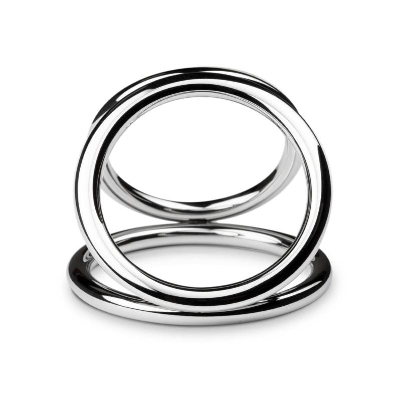 SO4617 Тройное эрекционное кольцо Sinner Gear Unbendable — Triad Chamber Metal Cock and Ball Ring — Large