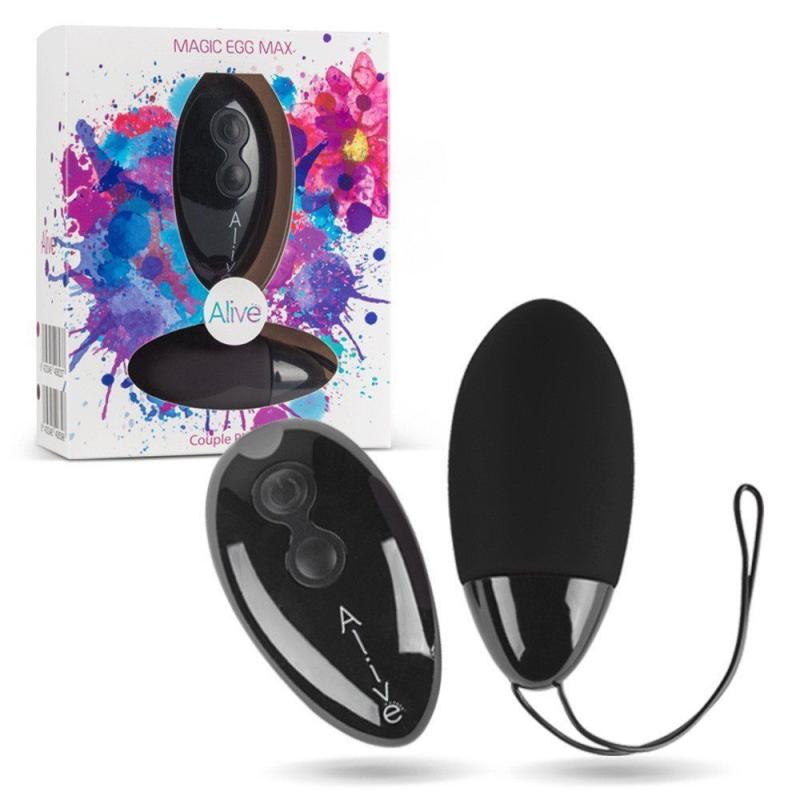 AL40639 Мощное виброяйцо Alive Magic Egg MAX Black с пультом ДУ, мощное