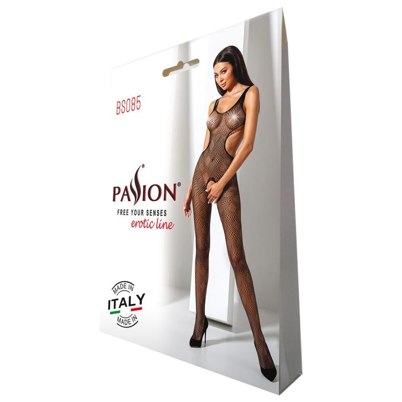 SO4744 Еротичний бодістокінг з малюнком Passion BS085 black