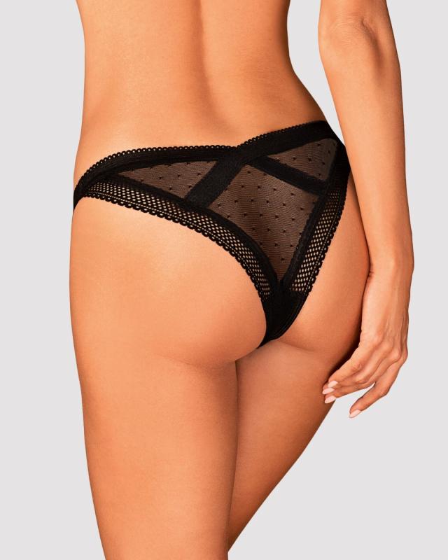 SO7705 Мереживні трусики із заниженою талією Obsessive Estiqua panties XS/S, black