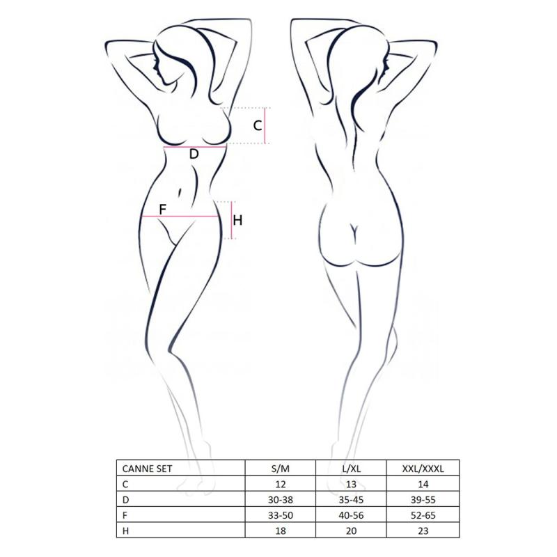 EL10803 Комплект белья CANNE SET black XXL/XXXL - Passion: лиф-бандо, пояс-юбочка, стринги