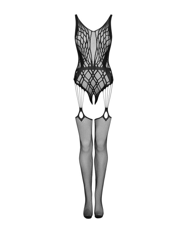 SO7246 Бодистокинг Obsessive Bodystocking G324 XL/XXL black, силуэтный рисунок
