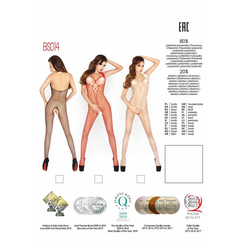 PBS014B Бодистокинг Passion BS014 black, комбинезон, крупная сетка