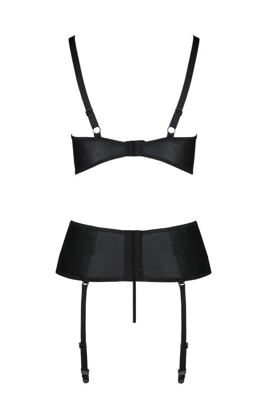 SO8446 Корсет с открытой грудью Passion JANNIES CORSET S/M black, стринги в наборе
