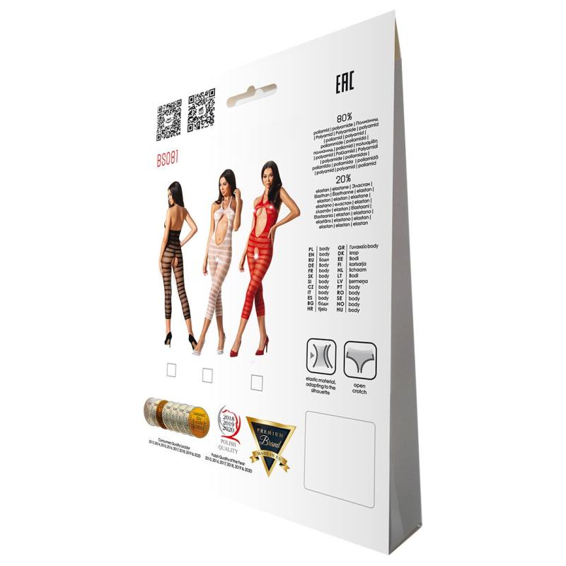 SO4734 Сетчатый бодистокинг с открытым животом Passion BS081 white