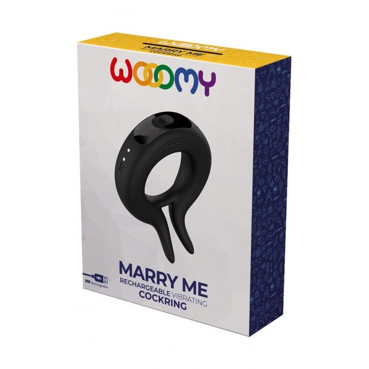 SO7440 Эрекционное виброкольцо Wooomy Marry Me, перезаряжаемое, 10 режимов вибрации, диаметр 4 см