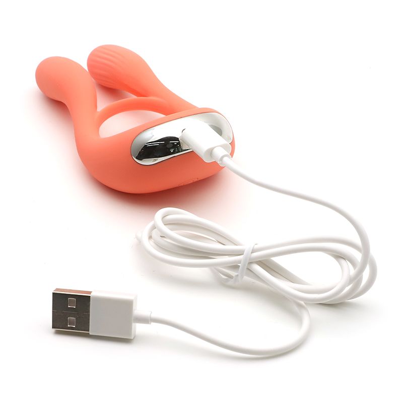 SO3766 Вибратор для пар KISTOY Martin Orange, два мотора, крепление на член, диаметр 32мм