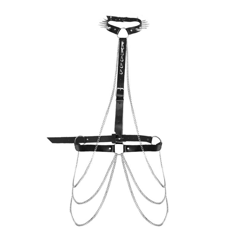 SO7504 Портупея жіноча Art of Sex - Keliya, натуральна шкіра, розмір XS-2XL, колір чорний