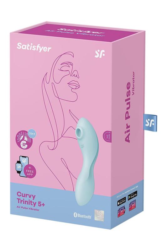SO6726 Вакуумный смарт-стимулятор с вибрацией Satisfyer Curvy Trinity 5 (Blue), управление со смартфона