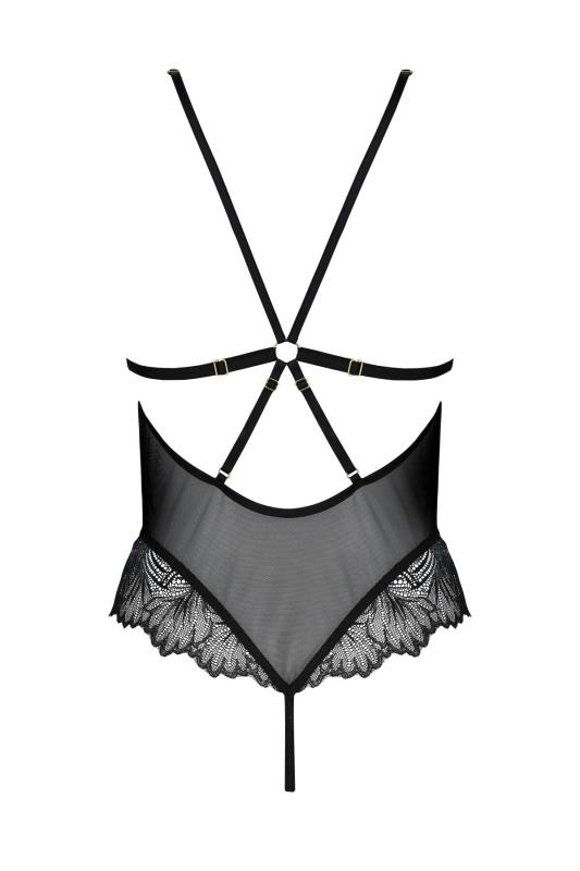 SO8416 Сетчатое боди с кружевным лифом Passion DELIENA BODY S/M black