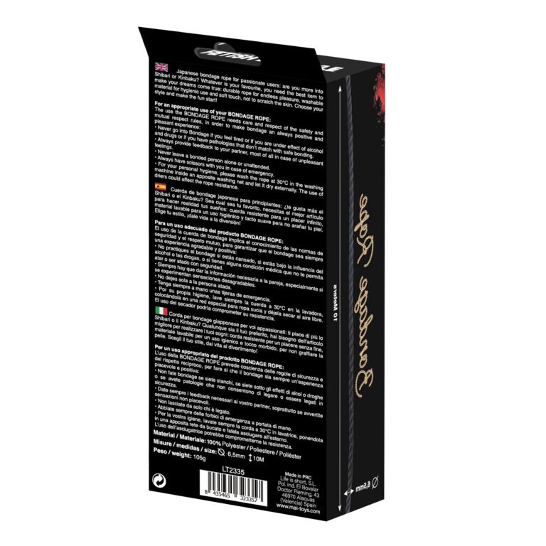 SO6573 Веревка для BDSM MAI Bondage Rope Black, длина 10 м, диаметр 6,5 мм, полиэстер