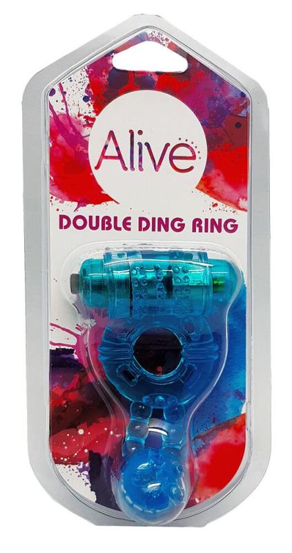 SO8690 Эрекционное виброкольцо Alive Double Ding Ring Blue