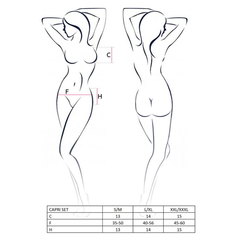 EL10903 Комплект білизни під латекс CAPRI SET black XXL/XXXL - Passion: міні-бікіні, стрінги, пояс для панчо