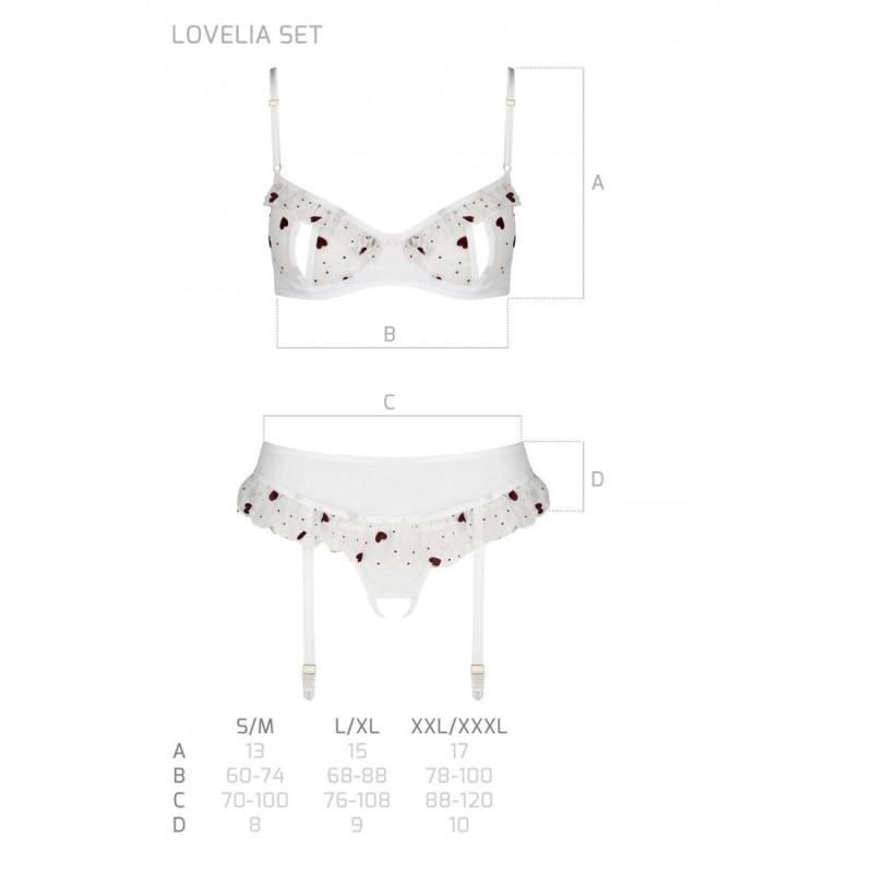 SO4781 Сексуальный комплект с поясом для чулок LOVELIA SET white S/M - Passion