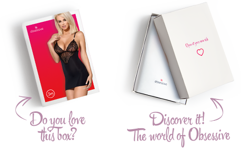 SO7171 Сатиновый комплект для сна с кружевом Obsessive 828-CHE-1 chemise & thong S/M, черный, сорочка, стри