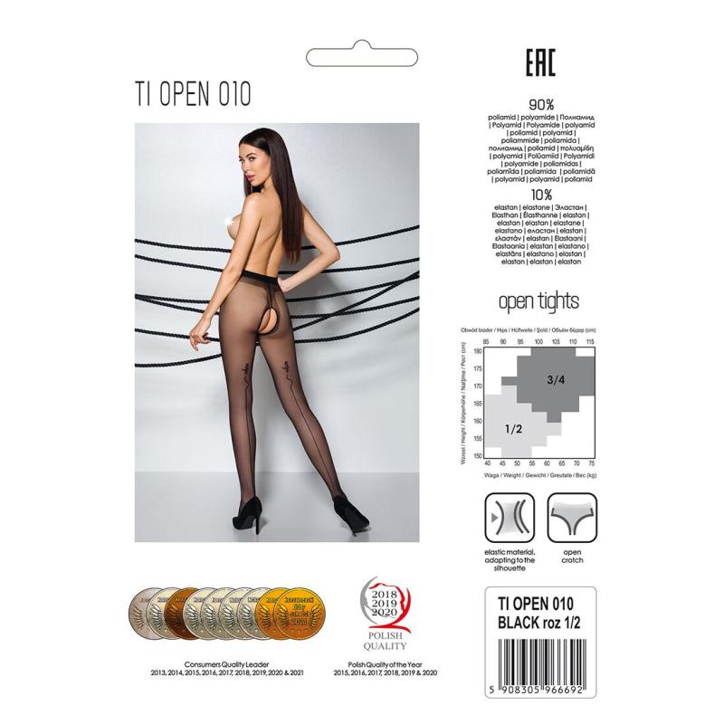 SO5807 Колготки с открытым доступом, контрастная линия TIOPEN 010 black 5 (20 den) — Passion