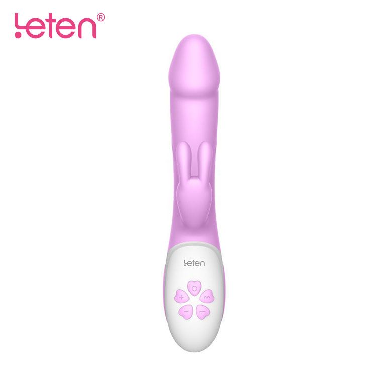 SO3599 Вибратор-кролик с массирующим стволом и подогревом Leten Alina Purple, два мотора