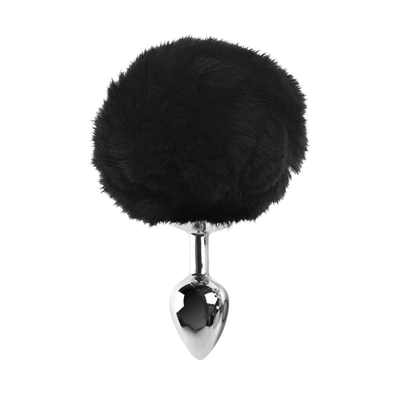 SO6961 Металлическая анальная пробка М Art of Sex - Metal Butt plug Rabbit Tail, Черный