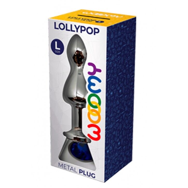 SO7419 Металлическая анальна пробка Wooomy Lollypop Double Ball Metal Plug Blue L диаметр 3,5, длина 10,5см