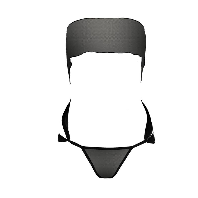 EL14701 Комплект белья AMORE SET black - Passion: стринги и лиф в виде подарочной ленты с бантом