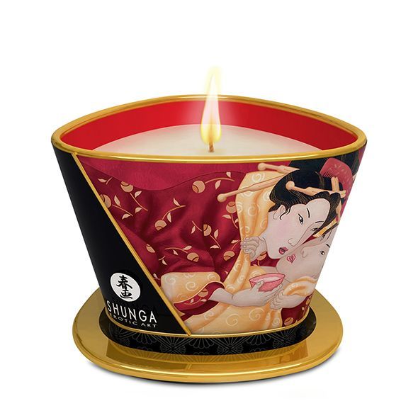 SO2513 Массажная свеча Shunga Massage Candle - Sparkling Strawberry Wine (170 мл) с афродизиаками