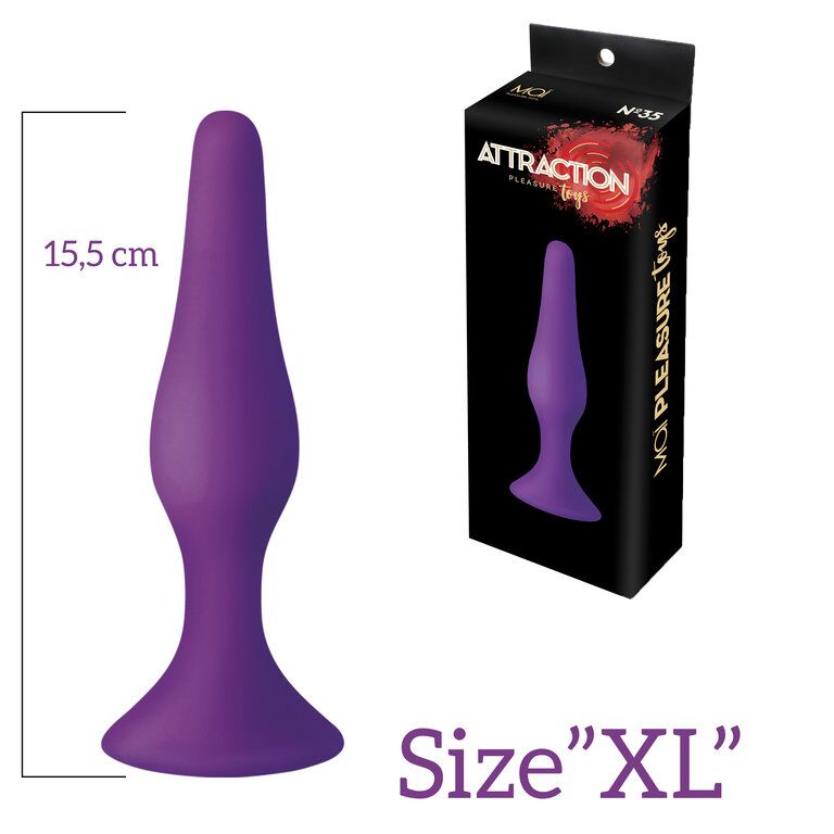 SO5007 Анальная пробка на присоске MAI Attraction Toys №35 Purple, длина 15,5см, диаметр 3,8см