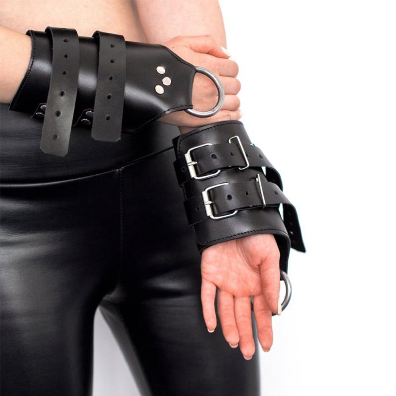 SO5183 Манжеты для подвеса за руки Kinky Hand Cuffs For Suspension из натуральной кожи, цвет черный