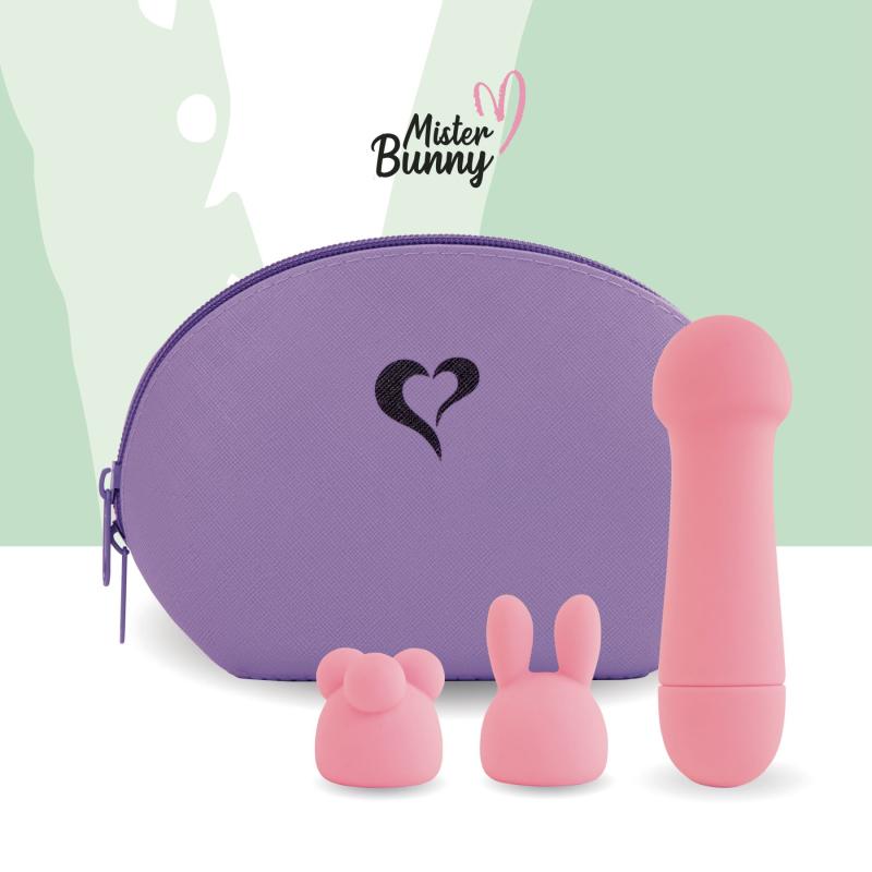 SO4437 Мини-вибратор FeelzToys Mister Bunny Pink с двумя насадками
