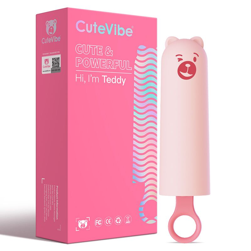 SO6547 Вибратор CuteVibe Teddy Pink (Black Dildo), реалистичный вибратор под видом мороженого