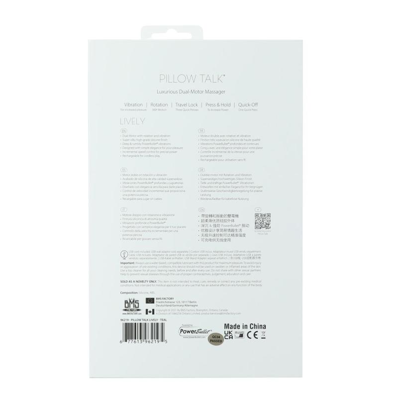 SO6857 Роскошный кролик с ротацией и вибрацией Pillow Talk Lively, Teal, кристалл Сваровски, тройной отрост