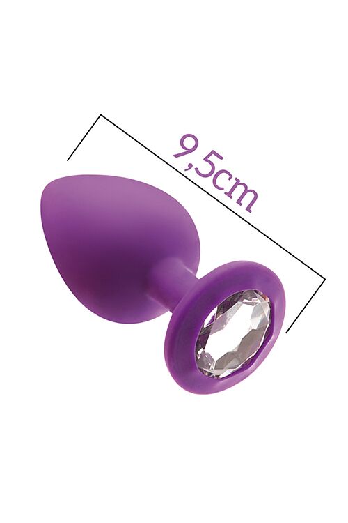 SO4629 Анальная пробка с кристаллом MAI Attraction Toys №49 Purple, длина 9,5см, диаметр 4см
